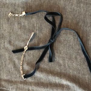 Mignonne Gavigan velvet bow choker navy